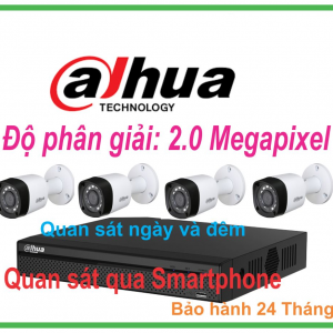 TRỌN BỘ 04 CAMERA DAHUA 2.0 Megapixel