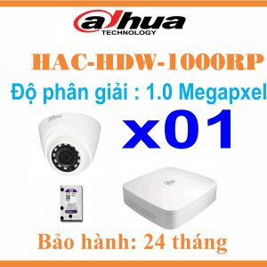 BỘ 01 CAMERA Dome Dahua 1.0 Megapixel